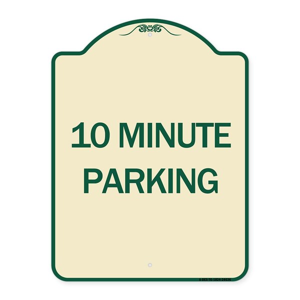 Signmission Designer Series 10 Minute Parking, Tan & Green Heavy-Gauge Aluminum Sign, 24" x 18", TG-1824-24636 A-DES-TG-1824-24636 - main